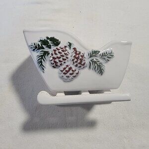 Vintage Pine Ambiance Collection by Nanette Vacher Christmas Ceramic Sled